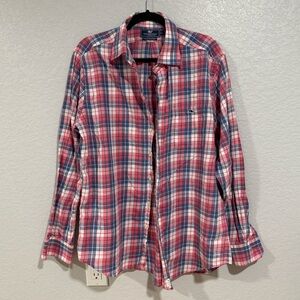 Vineyard Vines Mens Long Sleeve Pink Purple Plaid Shirt